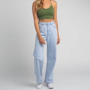 High Rise Dad Jeans - Light Wash Straight leg Jeans High Wasted